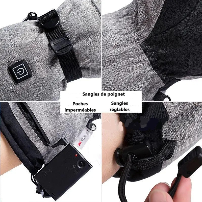 **Gants Chauffants Électriques 3M Imperméables – Idéal pour la Trottinette, le Snowboard, le Cyclisme, la Moto, le Vélo et le Ski en Hiver**